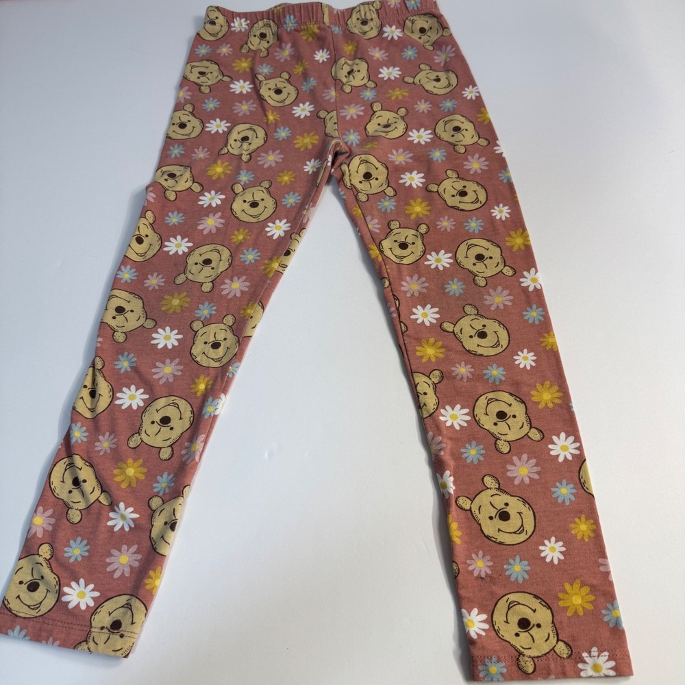 Disney Winnie the Pooh Daisy Floral Leggings Mauve Pink Kids Size 6X